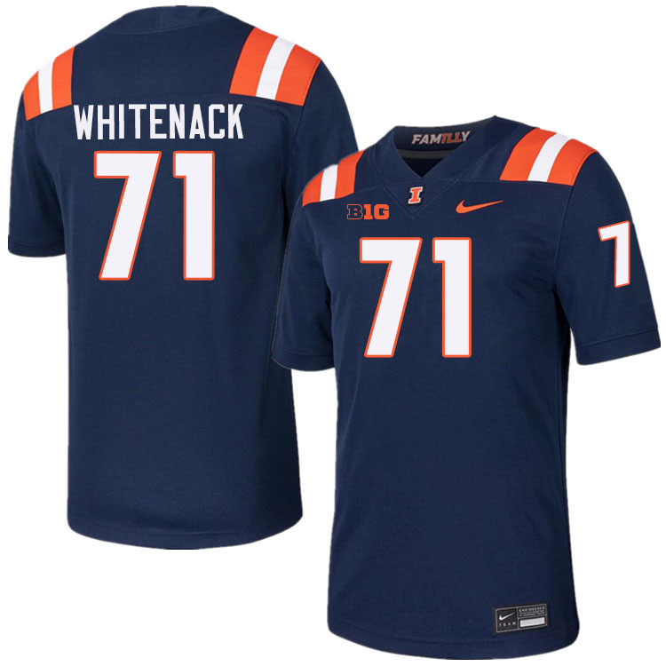 Men #71 Hunter Whitenack Illinois Fighting Illini College Football Jerseys Stitched-Navy